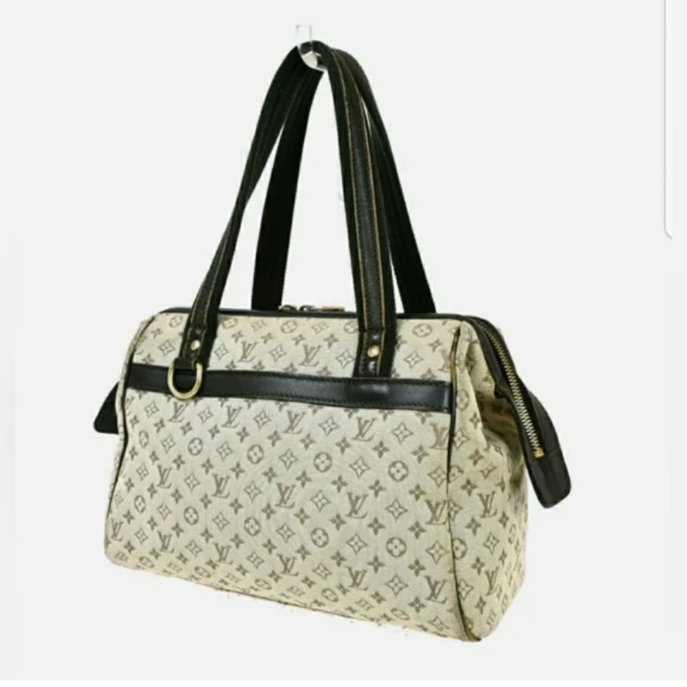 Louis Vuitton Beige Monogram Canvas Shoulder Bag with Black Trim